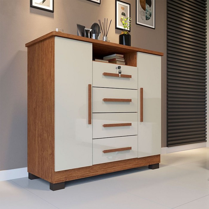 Cômoda Versalhes com Sapateira Cinamomo/Off White - Imop