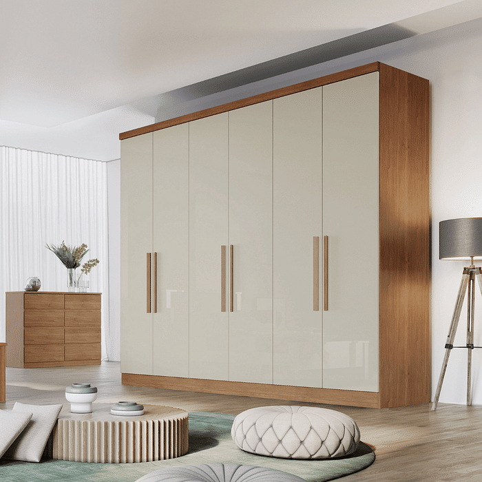 Guarda Roupa Casal 6 Portas 6 Gavetas 100% MDF Vertice Cumaru/Fendi - Novo Horizonte