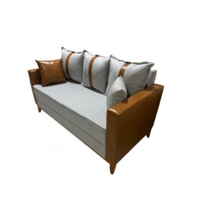 Sofá Montreal 1.90 Braço Couro Sintético Espuma D28 - Linho Cinza