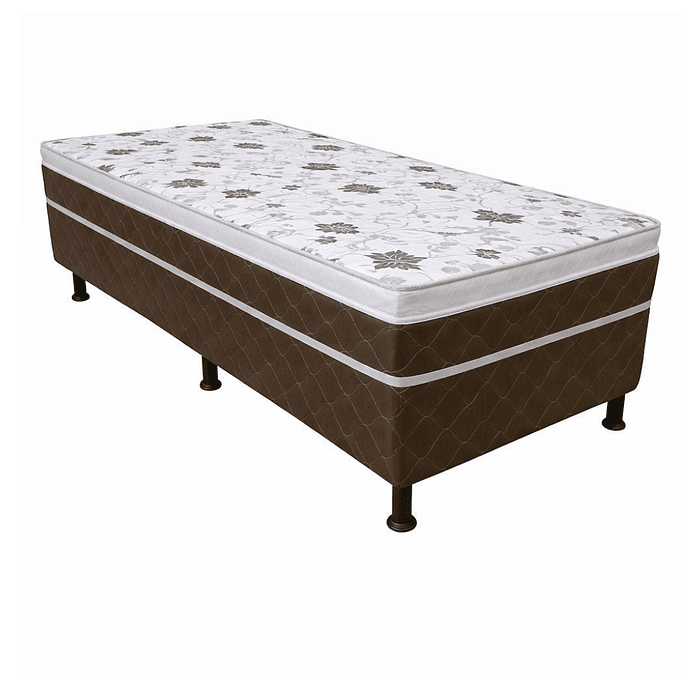 Cama Box Solteiro Conjugada 88x188x62 Malu Charm Marrom