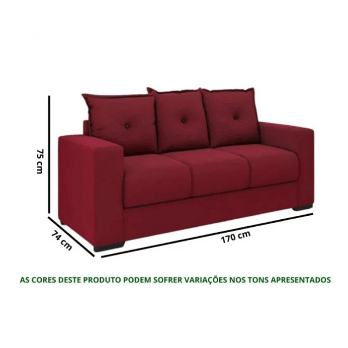 Conjunto de Sofá 3x2 Lugares Santa Catarina Bacetto Vinho