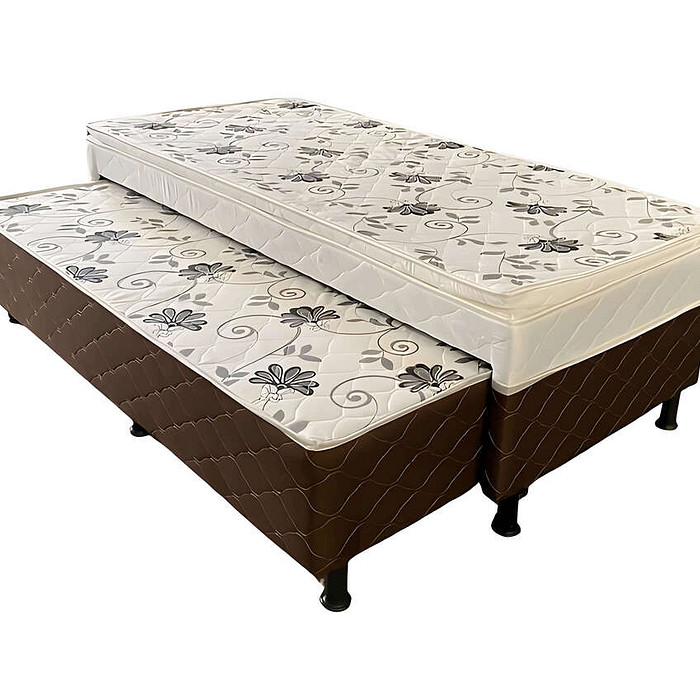 Cama Bibox Solteiro Conjugada com Auxiliar 88x188x50 Malu Charm Marrom