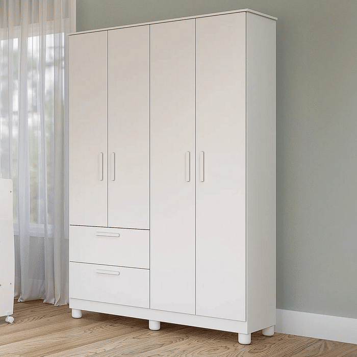 Guarda Roupa 4 Portas Infantil Jujuba 100% MDF Permóbili - Branco
