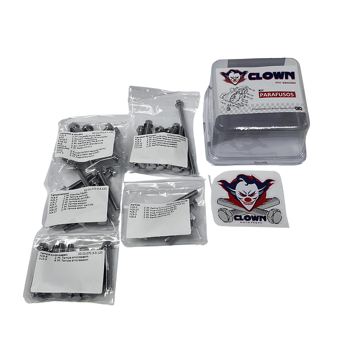 KIT DE PARAFUSOS CROMADO CLOWN PARA MOTOR CG 125
