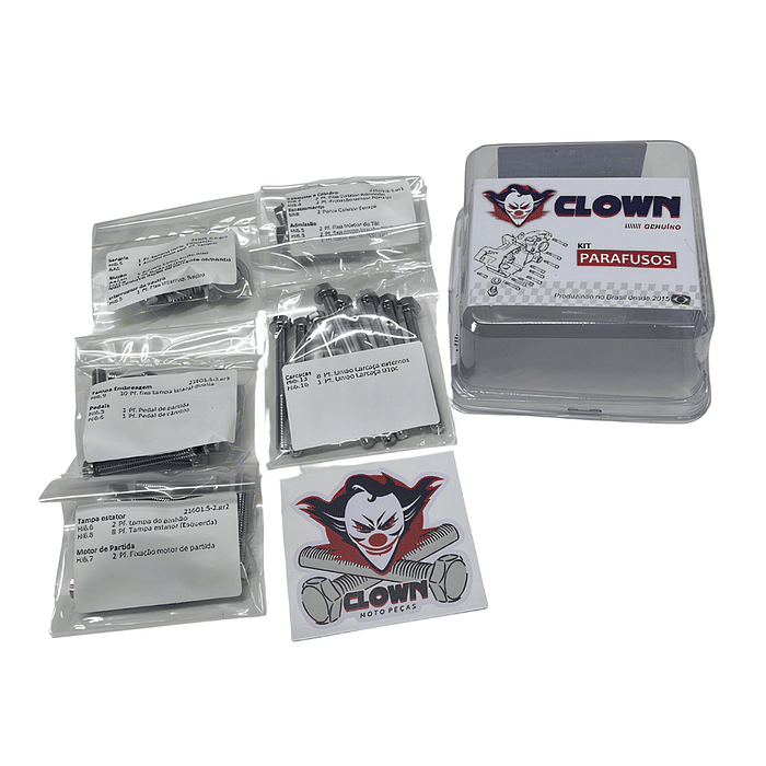 KIT DE PARAFUSOS CROMADO CLOWN PARA MOTOR POP110