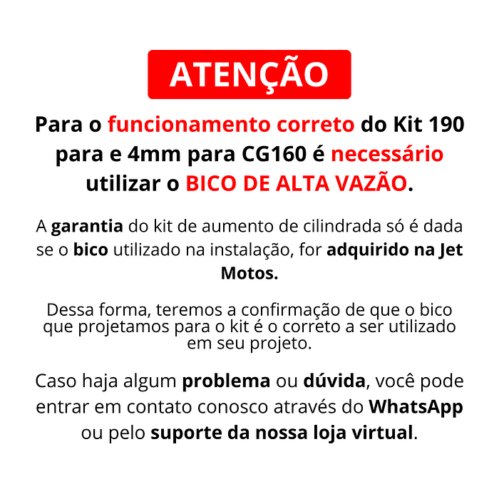 KIT 4MM KMP CG 160 SEM COMANDO - ÁLCOOL