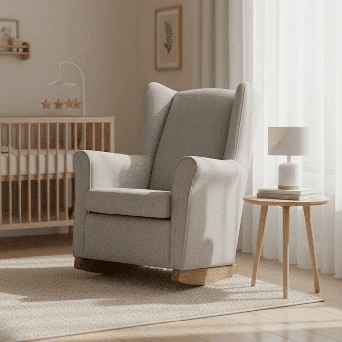 Poltrona de Amamentação Cloud com Balanço Linho Cinza