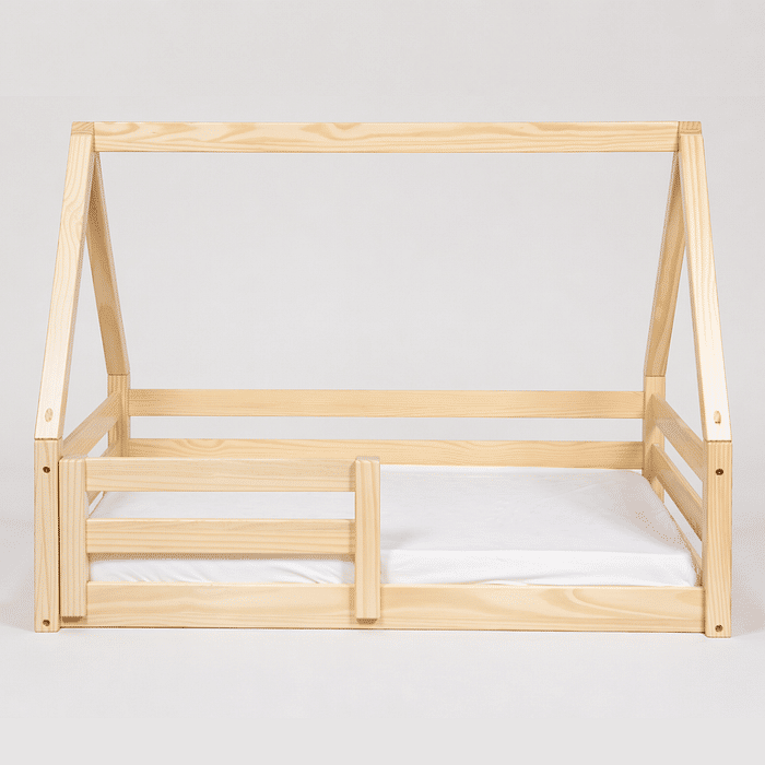 Mini Cama Infantil Montessoriana Casinha Bloomie em Madeira Maciça Pinus Natural