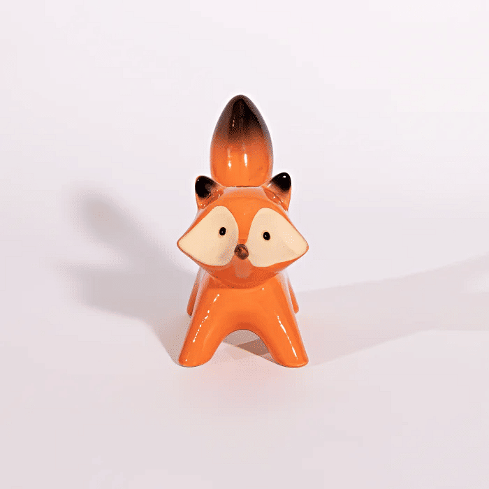 Kit 2 Raposas em cerâmica Estilo Woodland Bichinhos da Floresta