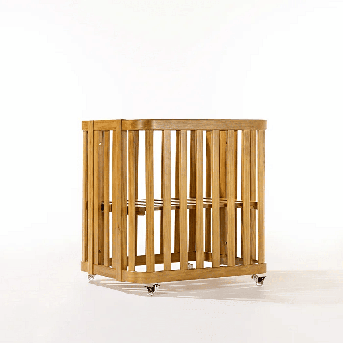 Kit Berço 3 em 1 + Cômoda 4 gavetas e 1 Porta com Rattan Mel | Linha Feliz + 1,2,3