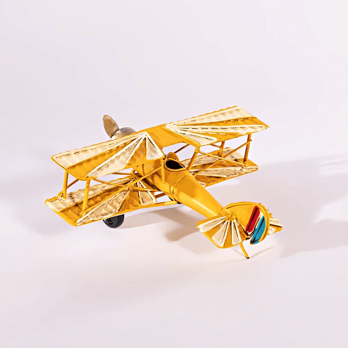 Avião Decorativo Amarelo Queimado