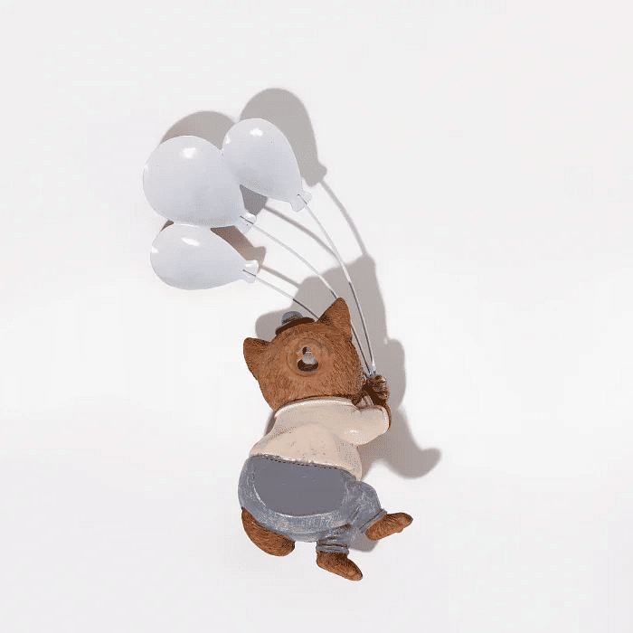 Miniatura Gatinho de Parede Cerâmica e Metal