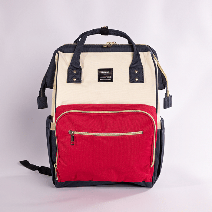 Bolsa Mochila Maternidade Premium Branca e Vermelha