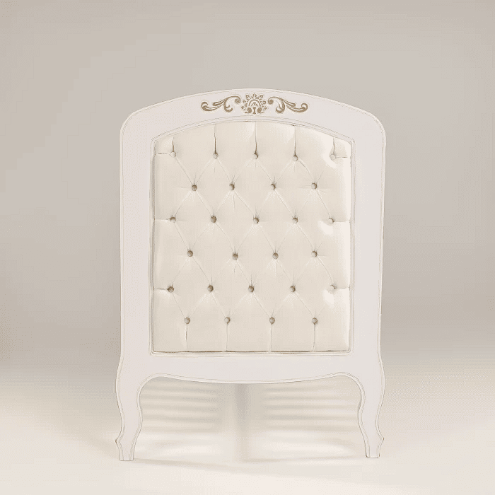 Berço Americano Entalhado Clássico Capitonê 2 em 1 Branco Provençal