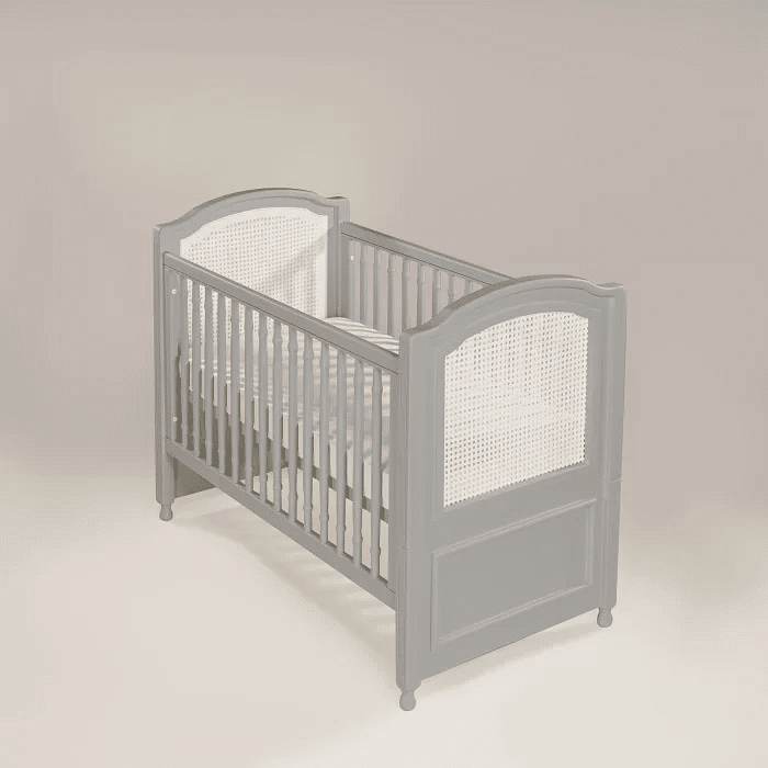 Berço Americano Feliz 2 em 1 Cinza Lunar com Palha branco