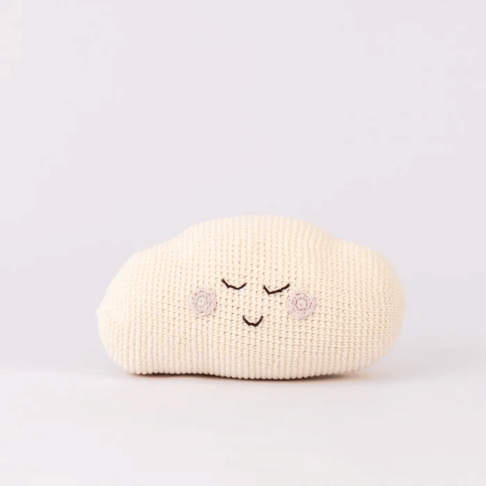 Nuvem Good Vibes Branca com colchão Rostinho Amigurumi Artesanal 22cm