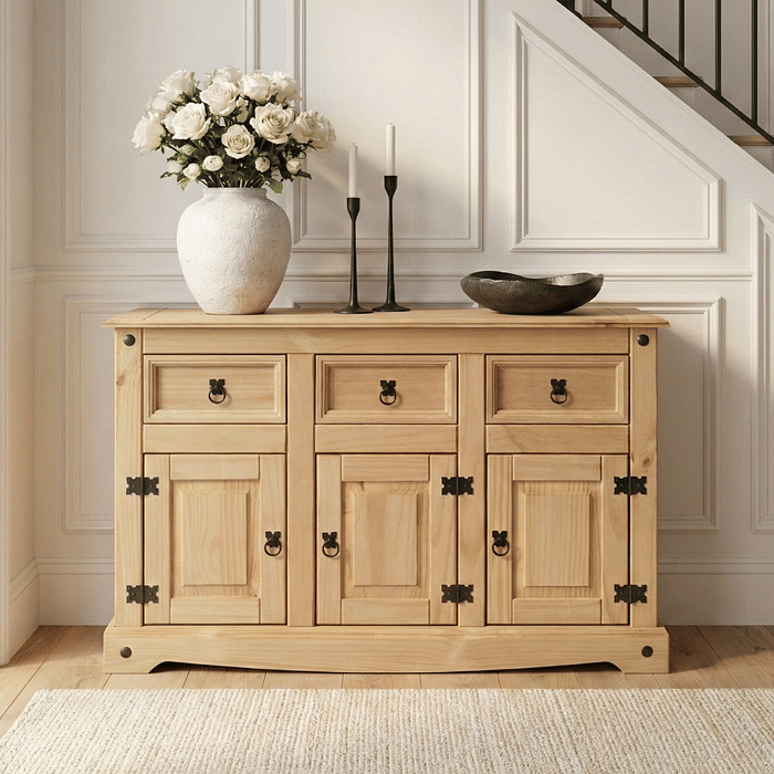 Balcão Buffet Grande em Madeira Maciça 3 Gavetas e 3 Portas