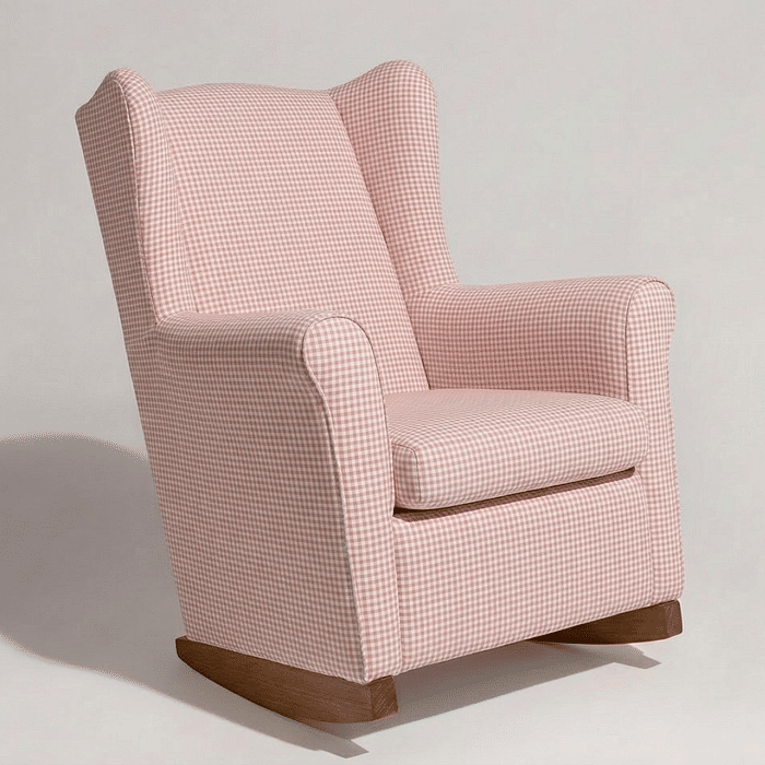 Poltrona de Amamentação Cloud com Balanço Xadrez Rosa