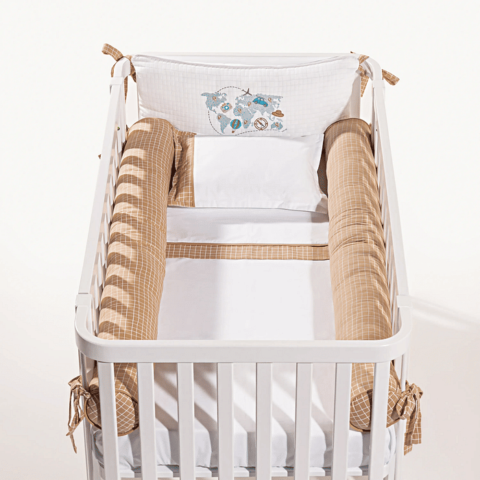 Combo Volta ao Mundo Bordado 7 Peças para Berço Americano