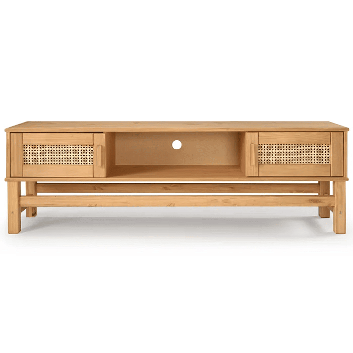 Rack para TV Nature em Madeira e Rattan Natural