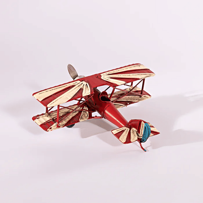 Avião Decorativo Branco e Vermelho