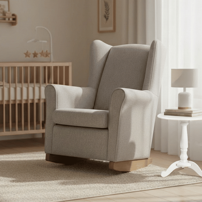 Poltrona de Amamentação Cloud com Balanço Linho Cinza