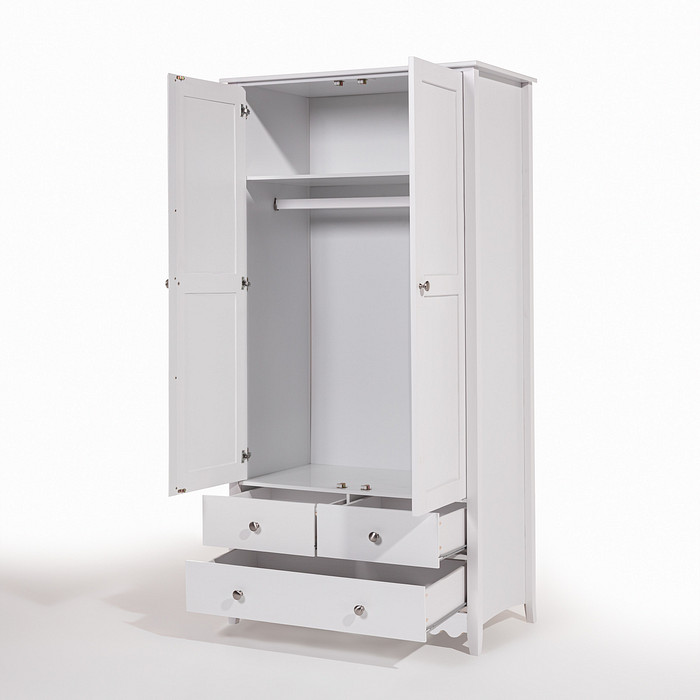 Roupeiro Pop 2 portas e 3 gavetas Branco