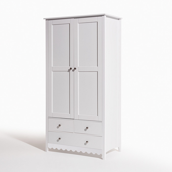 Roupeiro Pop 2 portas e 3 gavetas Branco