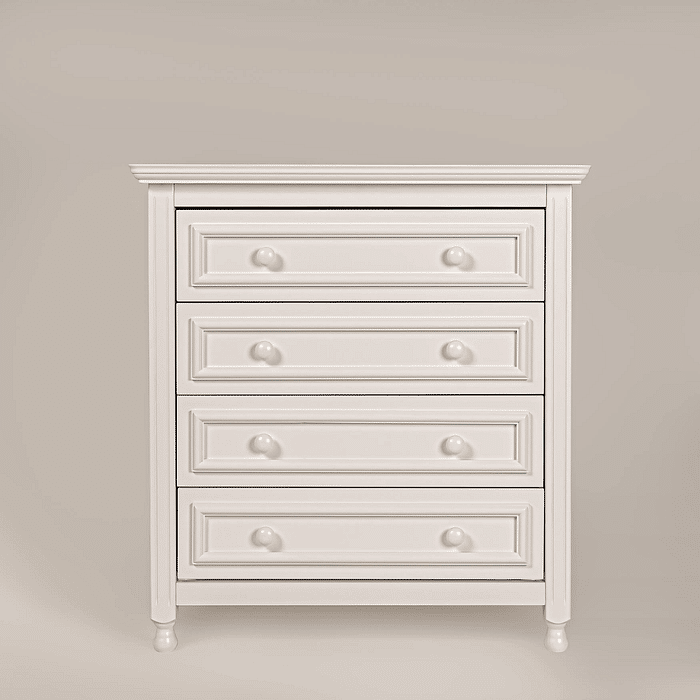 Cômoda Feliz 4 gavetas Branca de Madeira Maciça