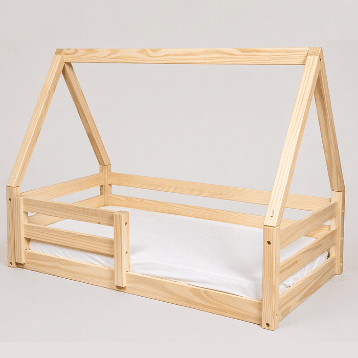 Mini Cama Infantil Montessoriana Casinha Bloomie em Madeira Maciça Pinus Natural