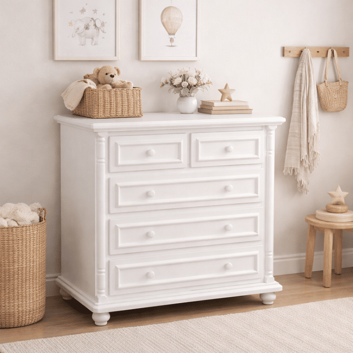 Cômoda Diamante 5 Gavetas Branca