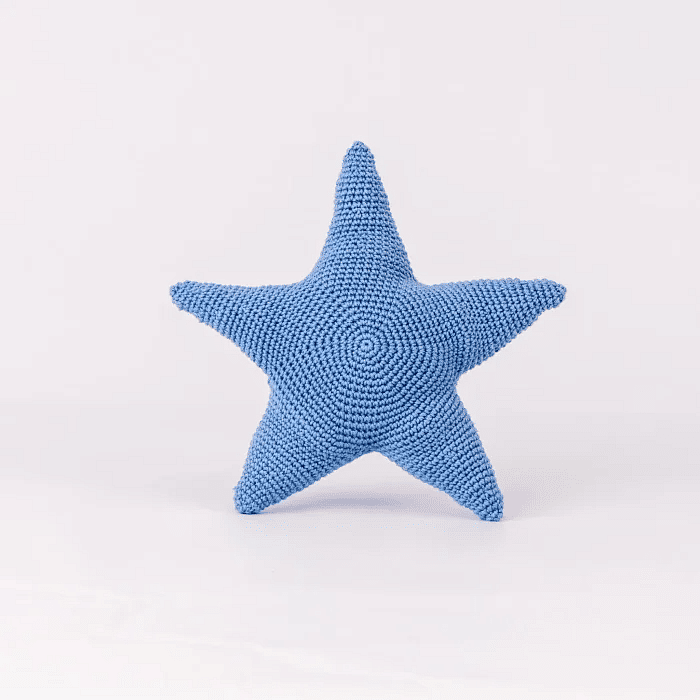 Estrela Good Vibes Azul de Crochê Amigurumi Artesanal 23cm