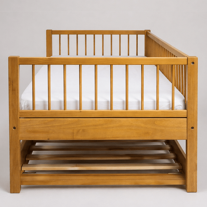 Sofá Cama com Cama Auxiliar Bloomie em Madeira Maciça Pinus Mel