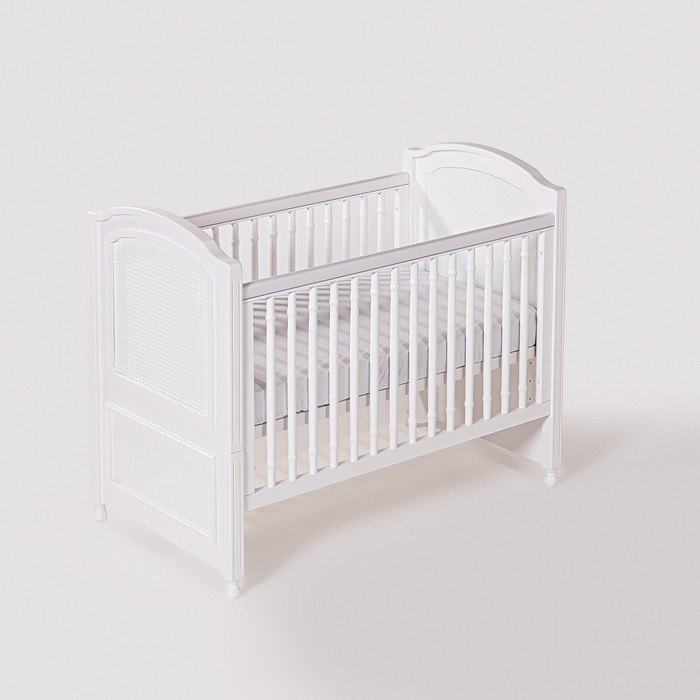 Berço Americano Feliz 2 em 1 Branco com Palha Branca