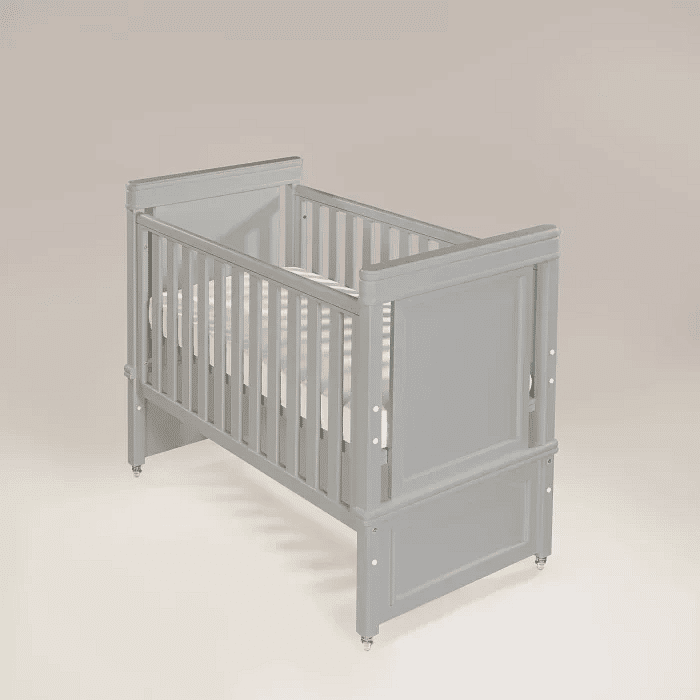 Berço Americano Encanto 2 em 1 de Rodinhas na Cor Cinza Lunar