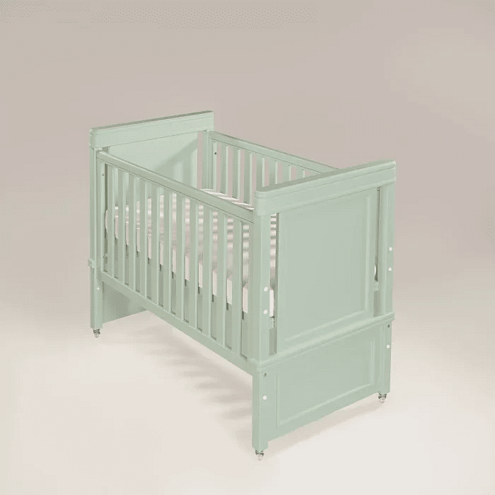 Berço Americano Encanto 2 em 1 de Rodinhas na Cor Verde Menta