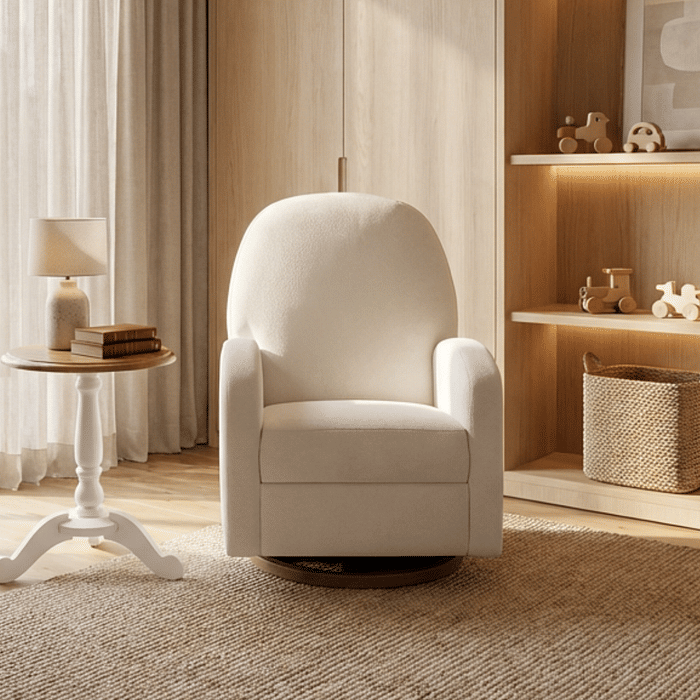 Poltrona de Amamentação Nina Giratória com Balanço Bouclé Branco
