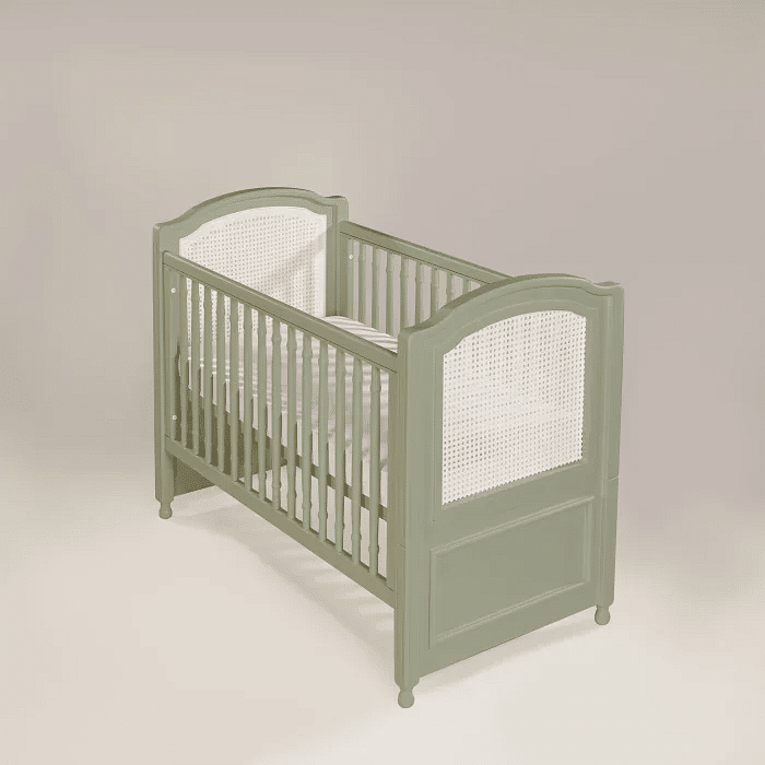 Berço Americano Feliz 2 em 1 Verde Pistache e Palha Branca