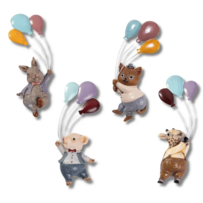 Kit 4 Miniaturas de Parede Cerâmica e Metal