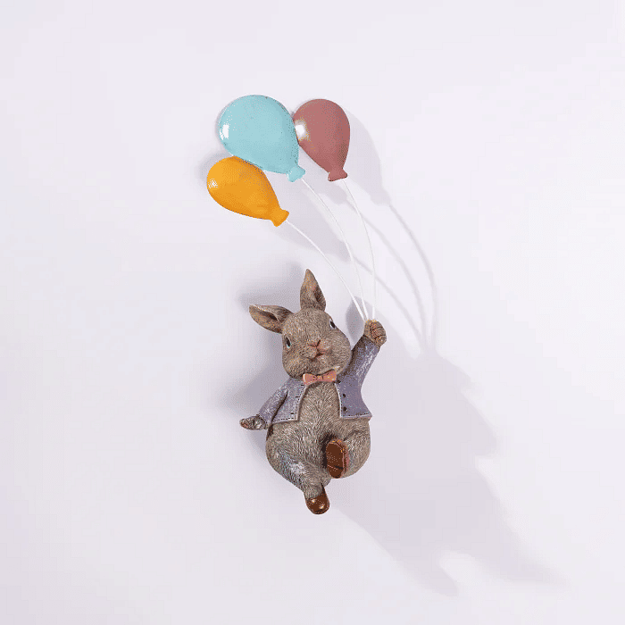 Miniatura Coelho de Parede Cerâmica e Metal