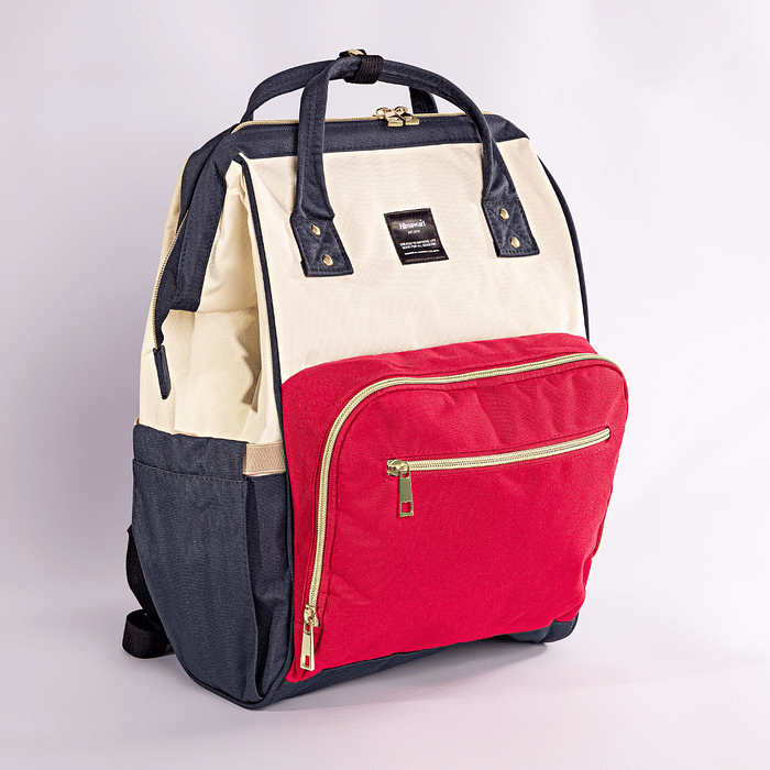 Bolsa Mochila Maternidade Premium Branca e Vermelha