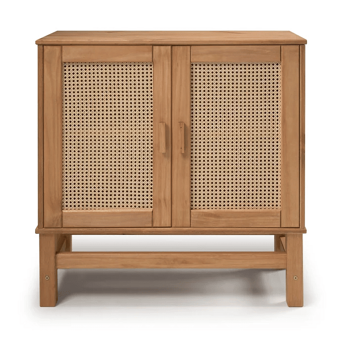 Balcão Buffet Nature em Madeira e Rattan Natural 02 Portas