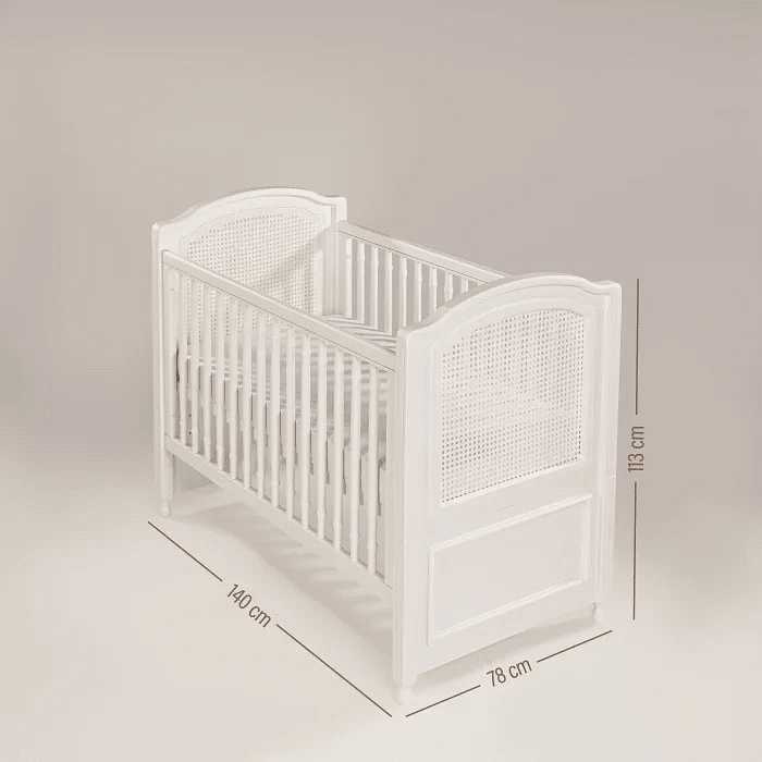 Berço Americano Feliz 2 em 1 Cinza Lunar com Palha branco