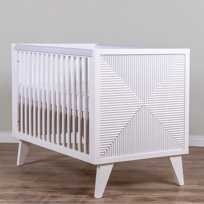 Berço Americano Zig 2 em 1 com Detalhes em Madeira Branco