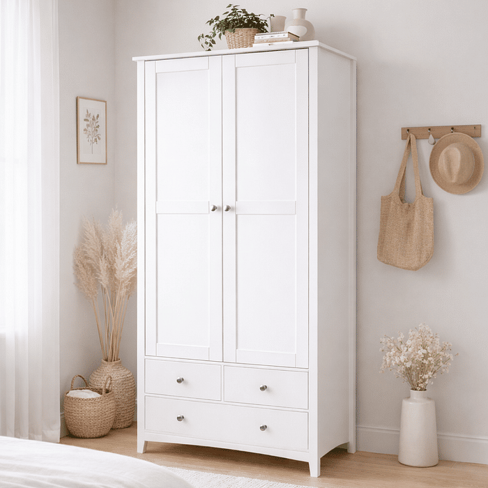 Roupeiro Lumo 2 portas e 3 gavetas Branco