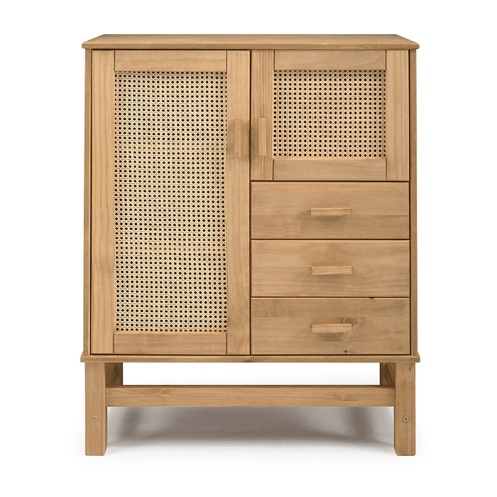 Kit Cristaleira 4p + Balcão 3p + Balcão 2p e 3g de Rattan Nature