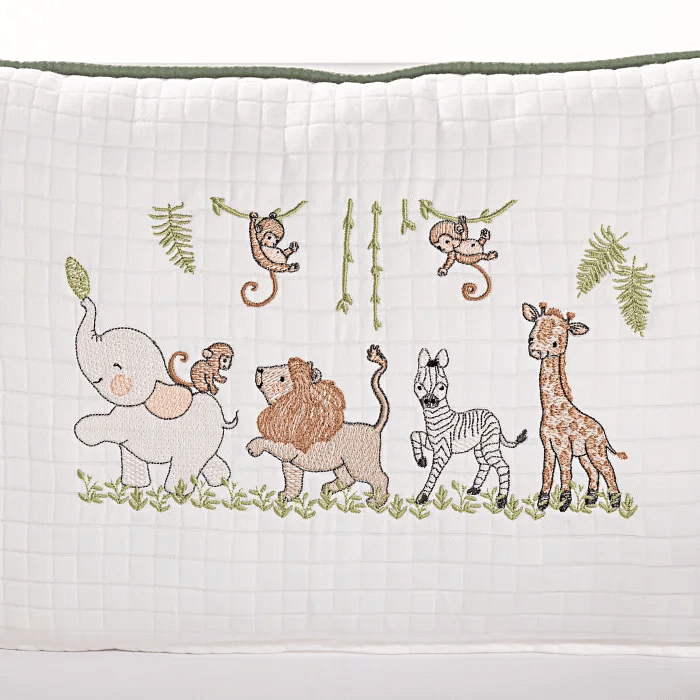Cabeceira Berço Safari Bordado 1 Peça em Percal 230 fios antialérgico e tricoline para Berço Americano
