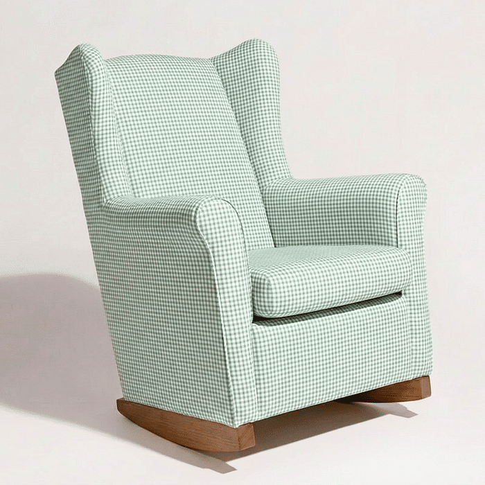 Poltrona de Amamentação Cloud com Balanço Xadrez Verde