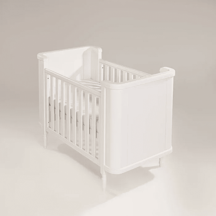 Kit Toy Berço 2 em 1 e Cômoda 4 Gavetas em Madeira Maciça Branco