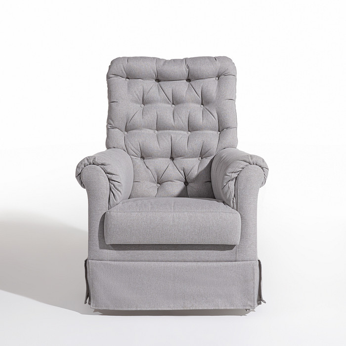 Poltrona de Amamentação Mommy com Balanço e Puff Linho Cinza